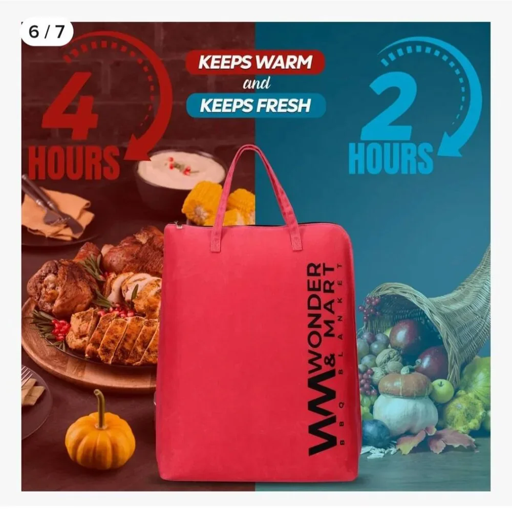 Wonder & Mart BBQ Blanket – Insulated Food Carrier for Hot or Cold Items